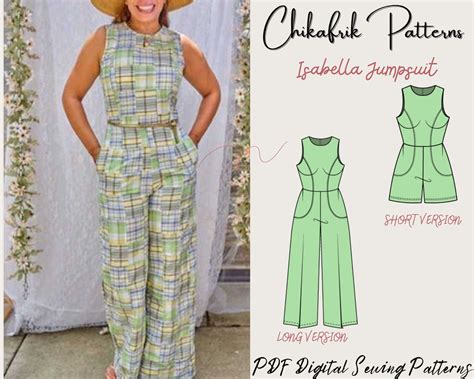 Isabella Jumpsuit Sewing Pattern: XXS-XXL, Long & Short (PDF Pattern) - Etsy
