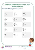 Improper fractions Seventh Grade Worksheets | Math activities