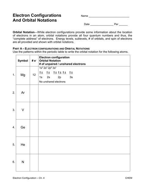 Image result for Electron Configuration Worksheet Answer Key