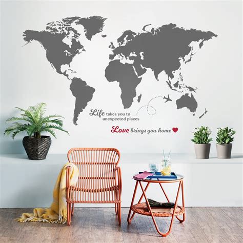 TIMBER ARTBOX Large World Map Wall Art with Quotes – True Size World ...
