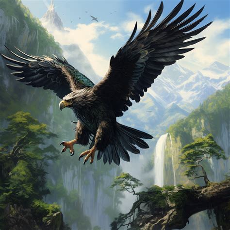 Haast's Eagle in Flight over Lush Green Forest