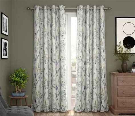 COTTON CURTAIN Pack Of 4 - Elegant Floral Print Room Darkeni