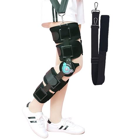 Buy Hinged ROM Knee Brace with Shoulder Strap, Adjustable Post Op Knee ...