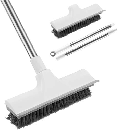 QNEEK Floor Scrub Brush with 48''Long Handle, 2 in 1 Scrape and Brush ...