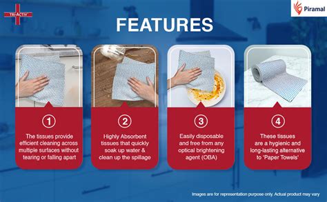 Tri-Activ Non-Woven Reusable Kitchen Towel Roll I 80 Pulls per Roll I ...