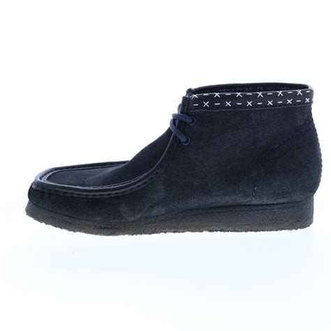 Clarks Wallabee Boot 26168811 Mens Blue Canvas Lace Up Chukkas Boots ...