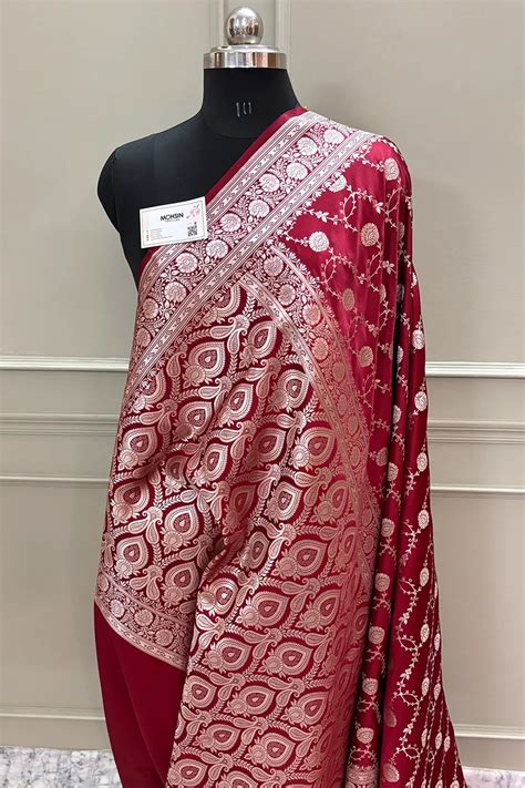 Maroon Ropeway Jaal Katan Silk Banarasi Saree – Mohsin Textiles