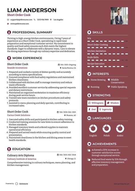 10+ Short Order Cook Resume Samples & Templates for 2025