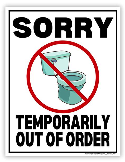 Toilet Out of Order Sign (Free PDF Printables) - Simply Love Coloring
