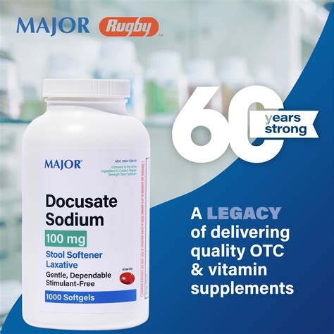 Snapklik.com : MAJOR Docusate Sodium 100 Mg - Stool Softener Laxative Softgels For Constipation ...