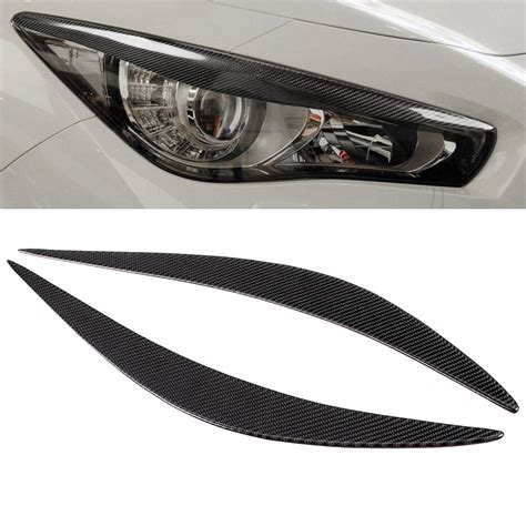 Carbon Fiber Front Headlight Eyebrows Eyelid Overlay Decal Cover Trim ...