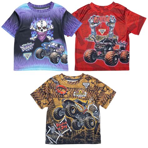 Monster Jam Toddler Boys Apparel, 3 Pack T-Shirts, Monster Mutt, Zombie ...