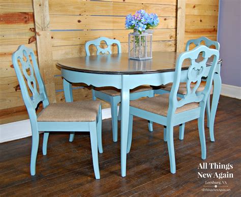 Dining Table and 4 Chairs | Dining Set | Painted Vintage Duck Egg Blue ...