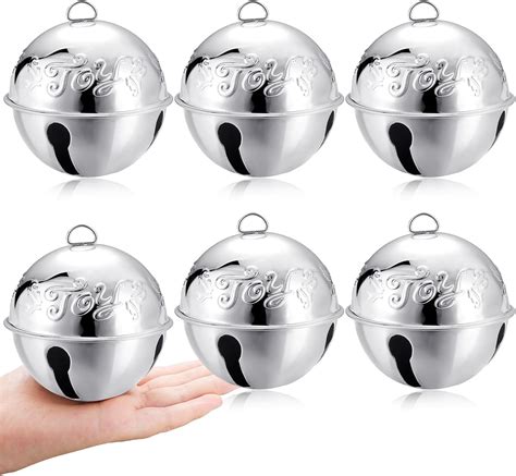 Amazon.com: Hicarer 6 Pcs Christmas Silver Bell Ornaments 3.5 Inch for ...