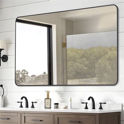 Amazon.com: IDEALHOUSE Black Bathroom Mirror for Over Sink, 40x28 Metal ...