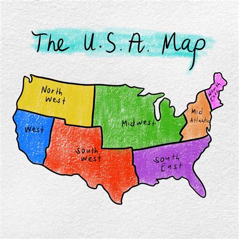 How To Draw The United States Map - Continuous Line Drawing United ...
