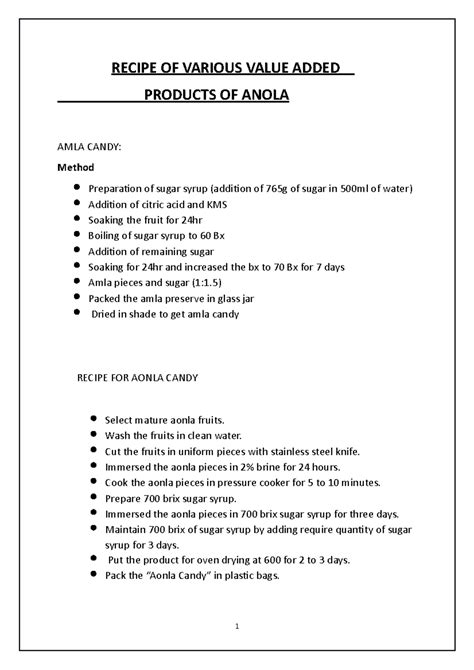 Recipe OF Various Value Added Products OF Anola - RECIPE OF VARIOUS ...