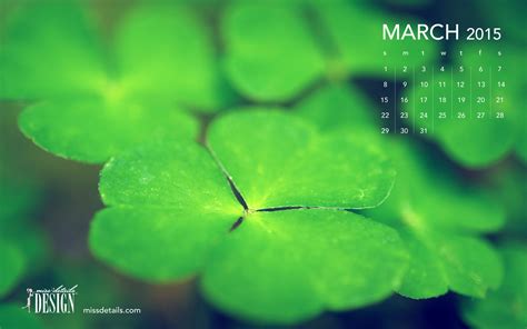 🔥 Free Download March Desktop Calendar From Missdetails Green Clovers ...