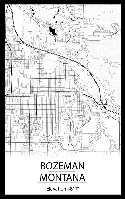 Map of Bozeman, Montana Instant Digital Download Art, Print, Wall Map ...