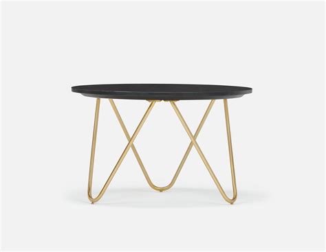 AKOT round marble coffee table 75 cm with gold-colored metal legs ...
