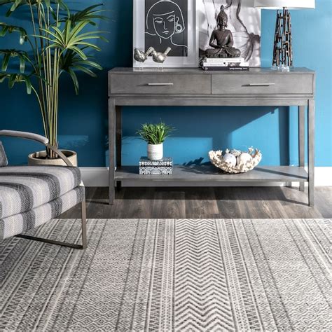 nuLOOM Creek 4 X 6 (ft) Gray Indoor Tribal Mid-century Modern Area Rug ...