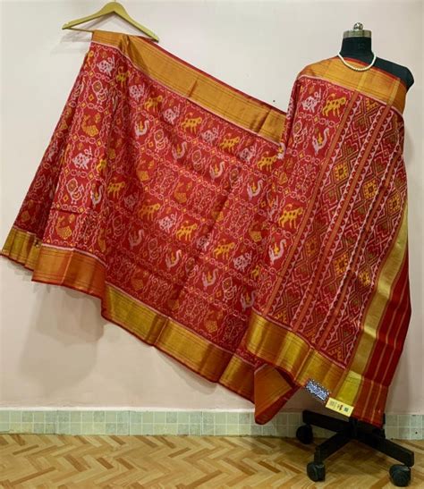 Red Bird and Animal Motif Designed Patola Silk Saree-PPSRE-021 – Fashionous