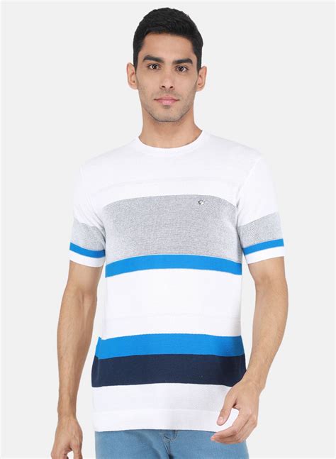Buy Men White Self Design T-Shirt Online in India - Monte Carlo