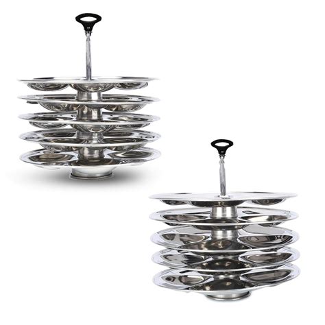 Stainless Steel Triangle Idli Plates (6 Plates) | Removable Bakelite ...