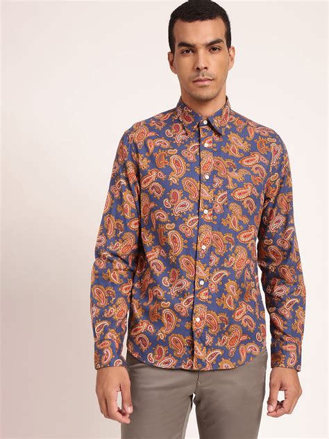 Shop Gant Blue Printed Regular Fit Shirt Online – Iconic India