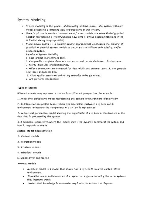 System Modeling in Software Engineering: Perspectives and Benefits ...