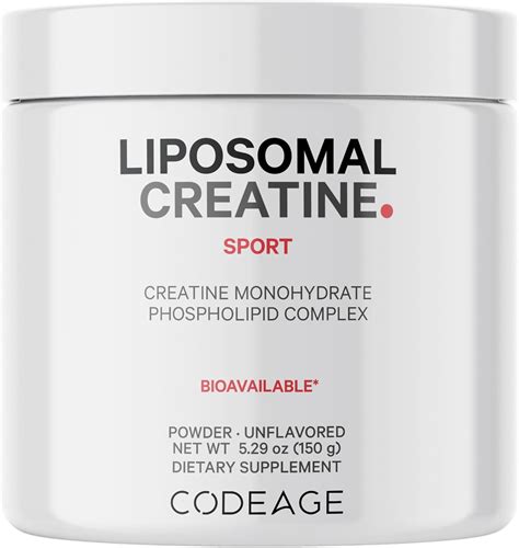 Codeage Liposomal Creatine Powder Supplement, Pure Creatine Monohydrate 5000mg, Pre Workout ...