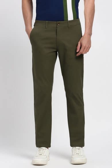 Buy Men Olive Solid Slim Fit Casual Trousers Online - 39973891 | Peter ...