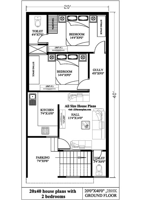 20x40 House Plans With 2 Bedrooms | Best 2bhk House Plans