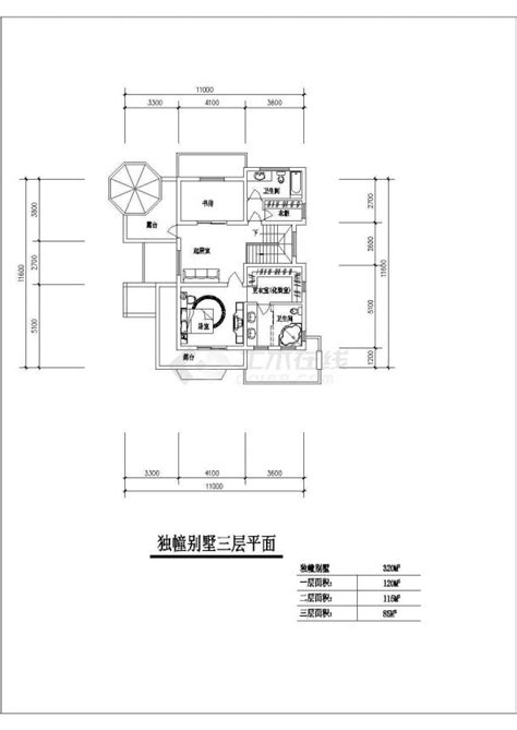 某三层框架结构独栋别墅（建筑面积320平方米）设计cad建筑平面方案图（含设计说明，含效果图）_土木在线