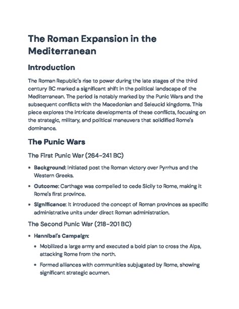 HIST101: Key Conflicts in the Rise of Roman Power in the Mediterranean ...