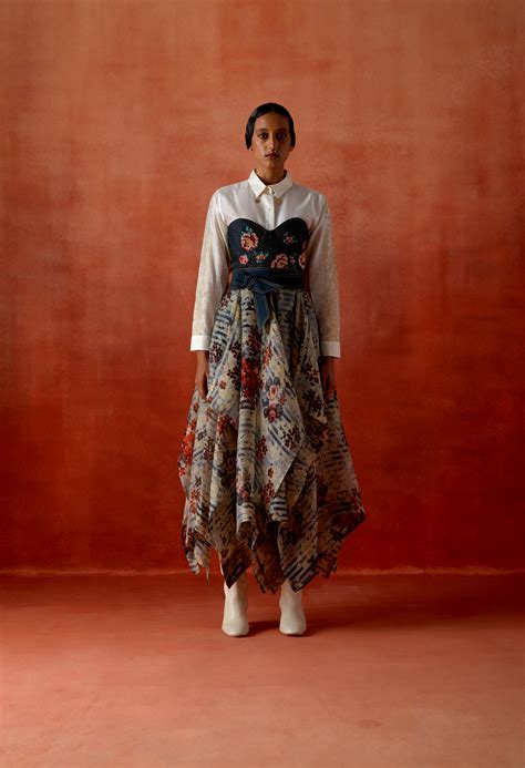 EMB CORSET DRESS WITH SHIRT