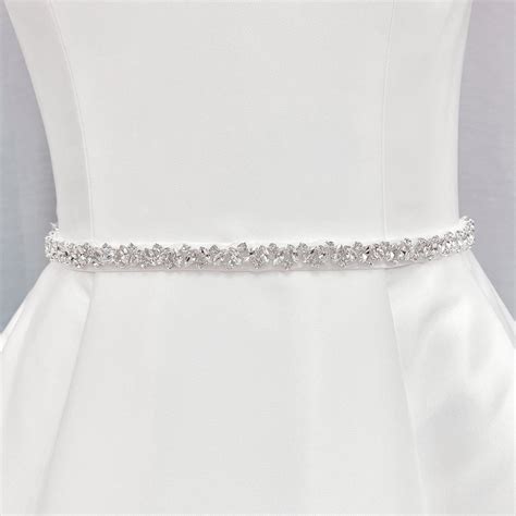 Bridal Belt Rhinestone Bridal Sash Belt Thin Bridal Sash Bridal Dress Belt Crystal Bridal Belt ...