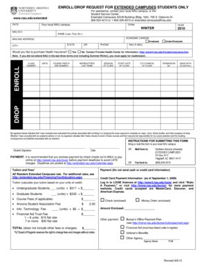 NAU Enroll/Drop Request Form - Blank Fillable Template | Fill Out ...