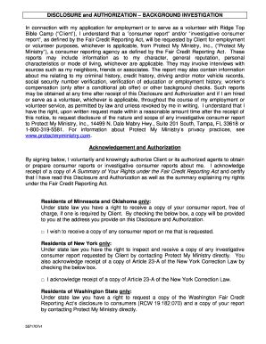 Fillable Online DISCLOSURE and AUTHORIZATION BACKGROUND Fax Email Print ...