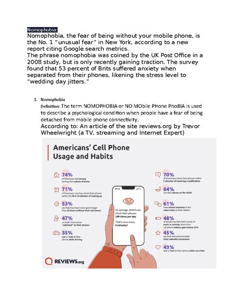 Nomophobia - Nomophobia: Nomophobia, the fear of being without your mobile phone, is the No. 1 ...