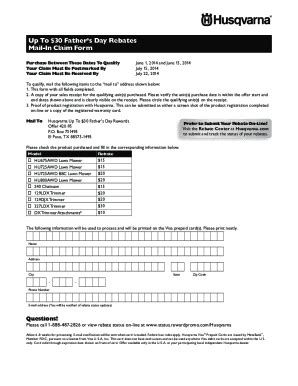 Fillable Online Up To $30 Father's Day Rebates Mail-In Claim Form Fax ...