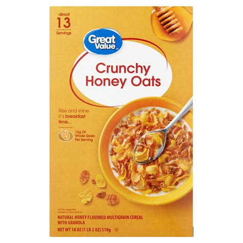 Great Value Crunchy Honey Oats Breakfast Cereal, 18 oz - Walmart.com