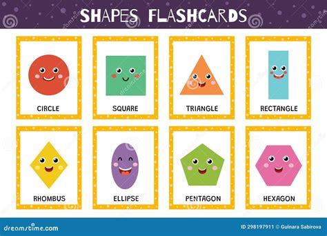 Shapes Flashcards Collection for Kids. Flash Cards Set with Cute ...