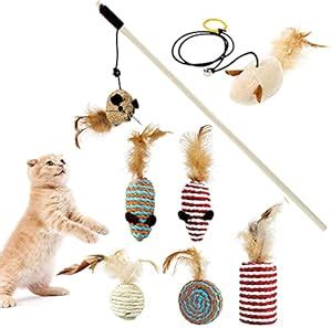 Buy JAINSONS PET PRODUCTS Cat Feather Toy Set with Scratch Pad Cover ...