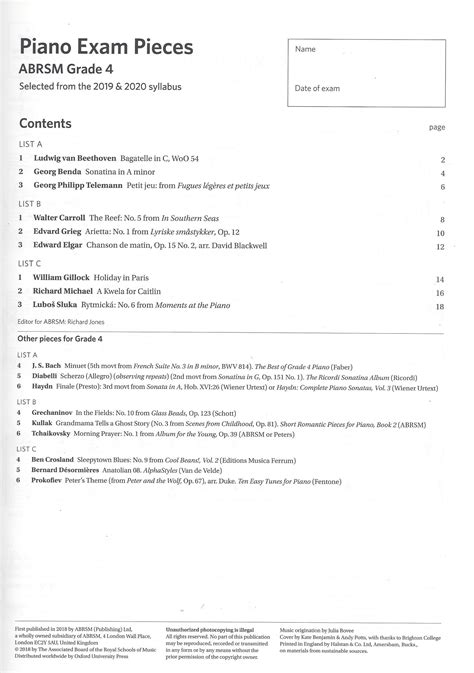 Image result for ABRSM Exam Code Example