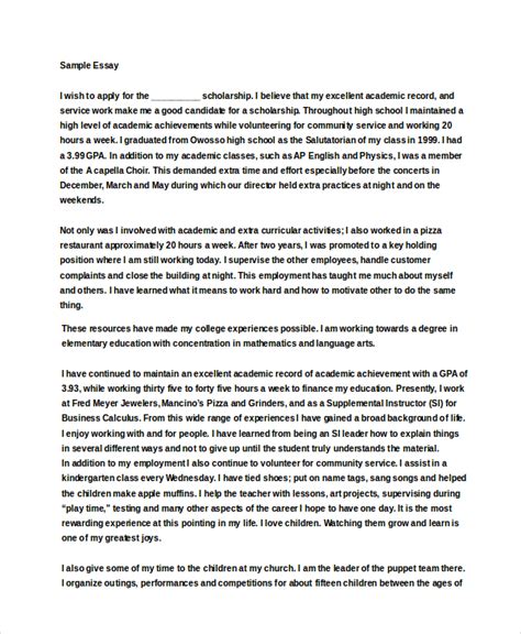 Image result for Scholarship Essay Format Example