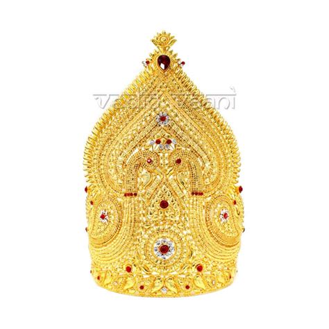 Buy Vedic Vaani Golden Color Designer Crown Mukut Headpiece for Big ...