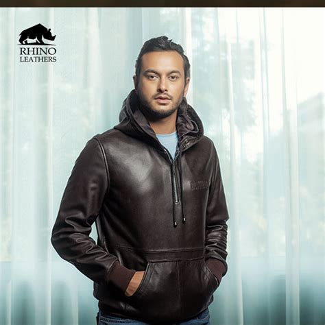 Men's Genuine Leather Hoodie - RMJ 006