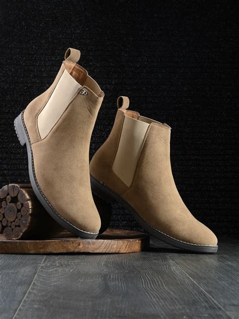 Men Beige Solid Chelsea Boot – Stylish & Comfortable – El Paso Fashion