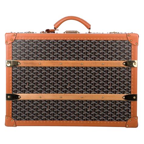 Goyard Monogram Canvas Cognac Leather Men's Trunk Travel Top Handle ...